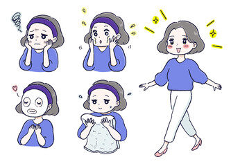 肌荒れ→スキンケアして明るくなった女性　青
