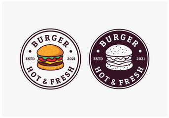 food burger logo design badge stamp