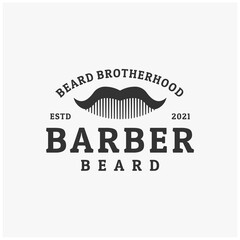 illustration comb mustache barber shop premium vector