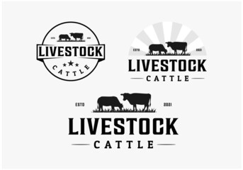 Fototapeta na wymiar set bundle livestock ranch beef premium vector