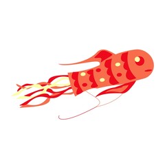 Red Fish shape Flying paper kite.