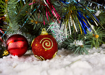 image of beautiful christmas decorations close-up