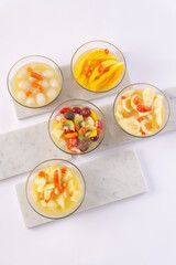 FOOD, DRINK, AND APPETIZER on white background.