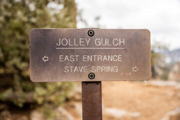 Jolley Gulch Sign on the East Rim Trail