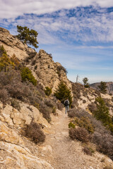 Hiker On Trail Climbing Up To Guadalupe Peak