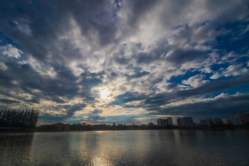 sunset over the river
