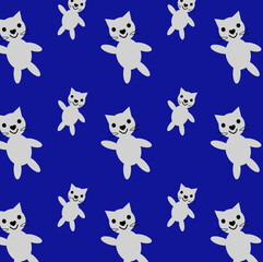 Obraz premium Seamless pattern with gray funny cats.