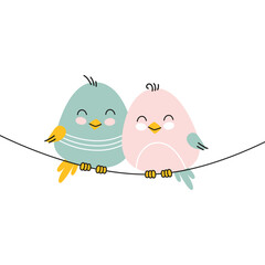 childrens drawing birds love illustration cute