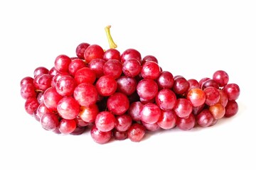 big bunch of sweet red grapes isolated on white background dark red grapes