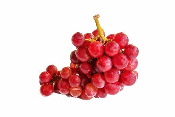 sweet red grapes isolated on white background