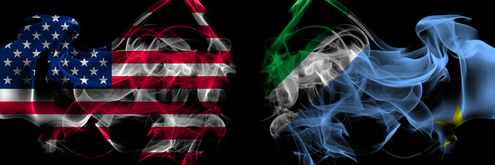 United States of America vs Brazil, Brazilian, Mato Grosso do Sul smoke flags placed side by side