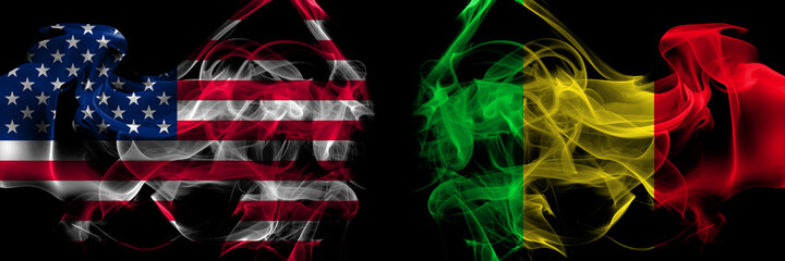 United States of America vs Mali smoke flags placed side by side