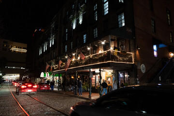 nightlife with the view of a pub in savannah georgia.
