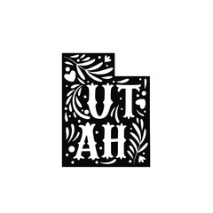 Utah state map with doodle decorative ornaments. For printing on souvenirs and T-shirts