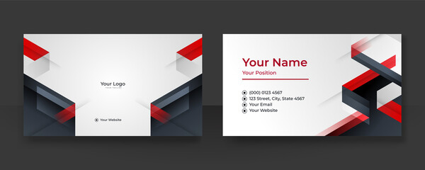 Business black red card design with elegant pattern. Modern business card template with corporate business concept. Creative and Clean Business Card Template. Vector illustration