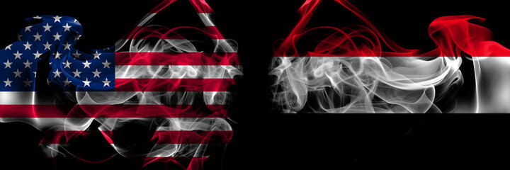 United States of America vs Yemen, Yemeni smoke flags placed side by side