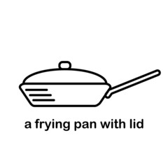 Line icon and logo of a frying pan with lid for kitchen and cooking.