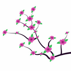 Sakura blossom branch frame. Falling petals, flowers. realistic Japanese pink cherry or apricot floral elements fall down vector background. Cherry blossom branch, flower vector illustration