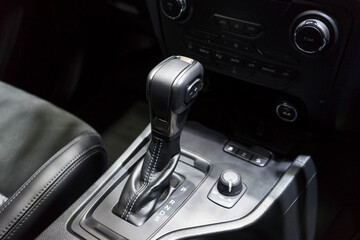 Obraz na płótnie Canvas Gear shift, automatic transmission gear of car , car interior.