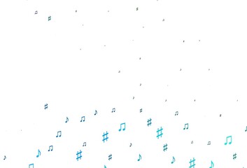 Light Blue, Green vector texture with musical notes.