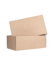 Cardboard box with a lid isolated on a white background.