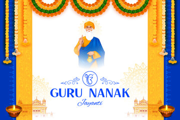 Happy Gurpurab, Guru Nanak Jayanti festival of Sikh celebration background