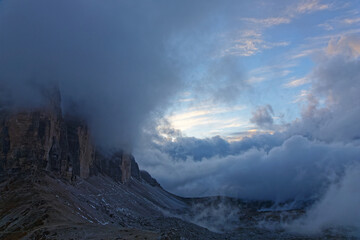 Storm and a hole of blue sky on Tre Cime di Lavadoro