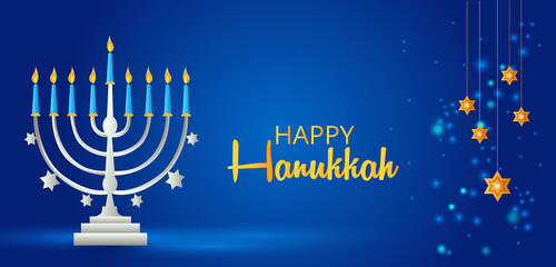 Fototapeta na wymiar Happy Hanukkah, Jewish holiday festival greetings background
