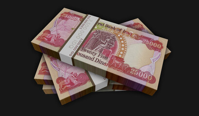 Iraq Dinar money banknotes pack illustration - obrazy, fototapety, plakaty