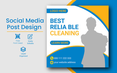 cleaning social Instagram post design Editable design for any business Cleaning service
customizable and web banner template design .