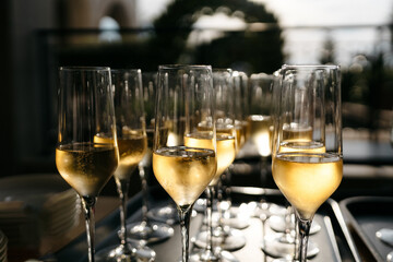 Glasses with a drink on a dark background