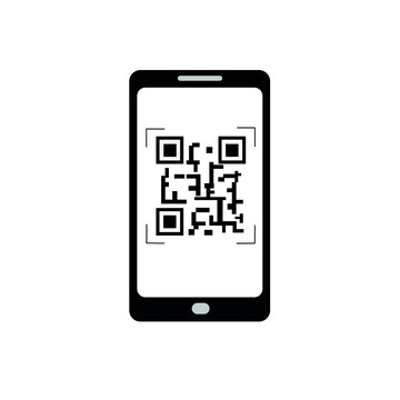 QR code icon, cell phone scanner vector, new verification method