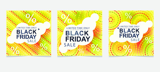 Black friday set of trendy golden gradient background. Sale. Design template for brochures, flyers, magazine, card, branding, banners, book covers, notebooks background, presentation design, wallpaper