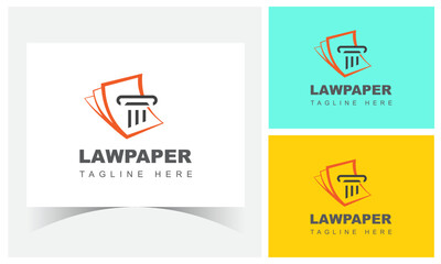 Law paper Logo Design Template. Legal documents logo design.