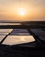 sunset over salt mines.