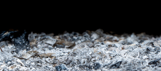 expanse of burnt wood ash