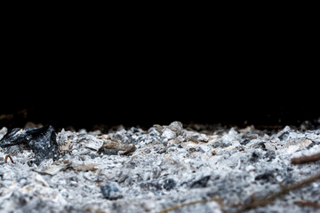 expanse of burnt wood ash