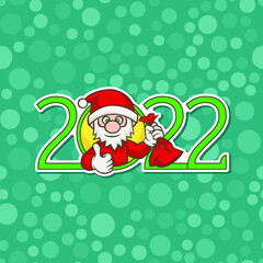Postcard for the new year 2022. Santa Claus. Vector illustration