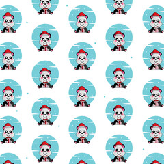 Fototapeta premium Seamless pattern winter animal panda design