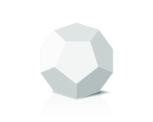White dodecahedron isolated on a white background. 3d illustration - obrazy, fototapety, plakaty