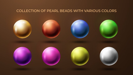 Shiny and glossy 3D colorful glass balls collection.