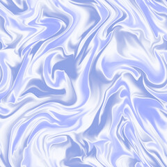 White blue seamless background with wavy draped fabric pleats, smooth silk texture with wrinkles and creases in the flowing fabric. Luxury satin textile. Digital illustration