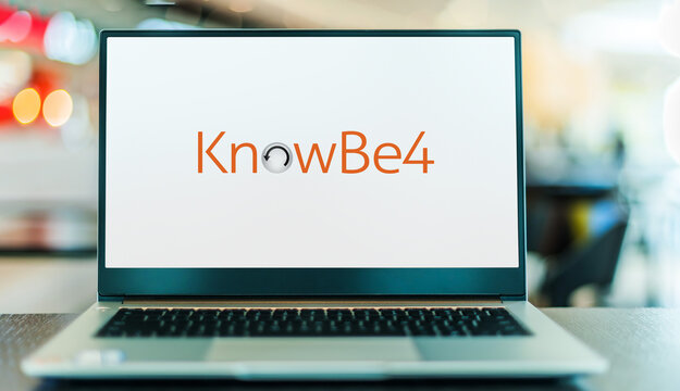 Laptop computer displaying logo of KnowBe4