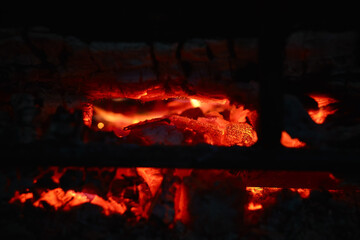glowing embers and in a fireplace