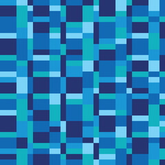 Background geometric design. Blue colors. Abstract seamless pattern. Stripes and blocks. Concept banner. Glitch style. Vector illustration. 
