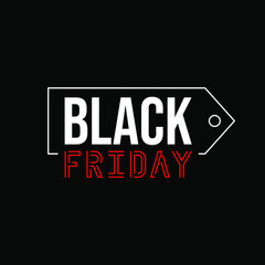 Black friday ticket, white and red in a black background.
