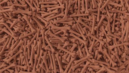 Bone shape animal food. A pile of dog food. 3D renedered background.