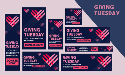 Giving Tuesday Day & Event Donation Web Banner, Google Ads, Instagram Post & stories