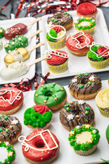 Christmas cupcakes and doughnuts