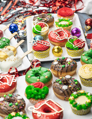Christmas cupcakes and doughnuts
